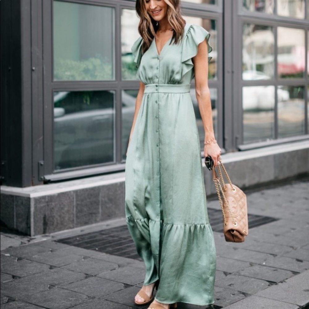 Gal Meets Glam Torrey Dress in Sage Green